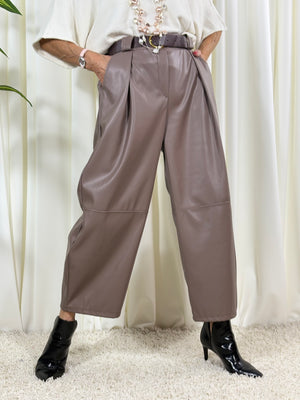 Dolly PU trousers in mocha