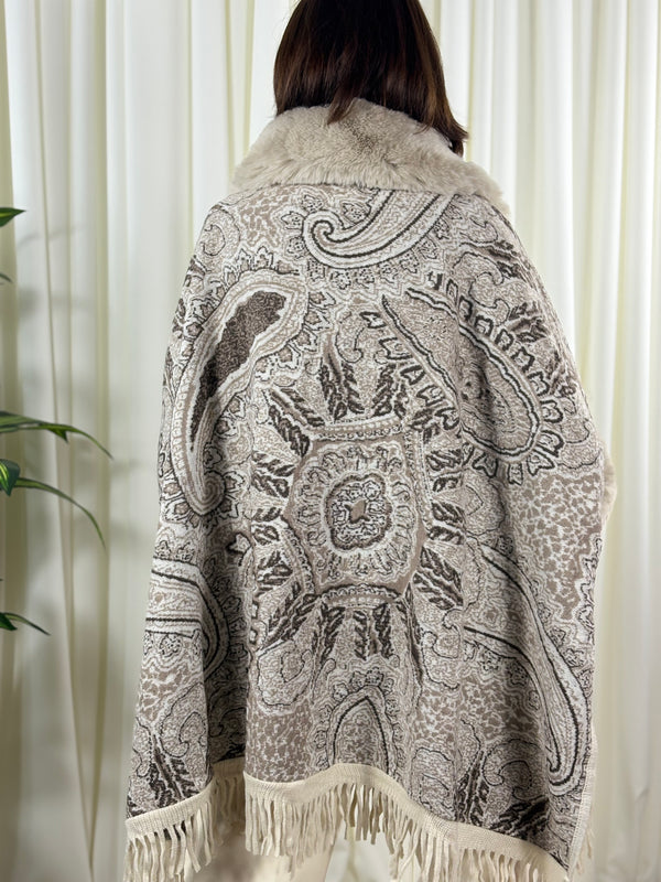 Raya premium poncho in beige and mocha