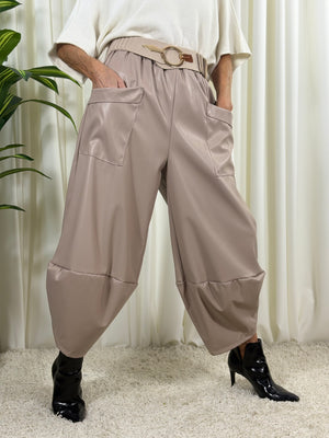 Kensington pu cocoon trousers in beige