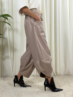 Kensington pu cocoon trousers in beige