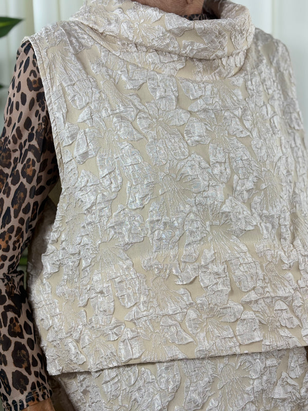 Whisper cowl neck waterfall top in beige