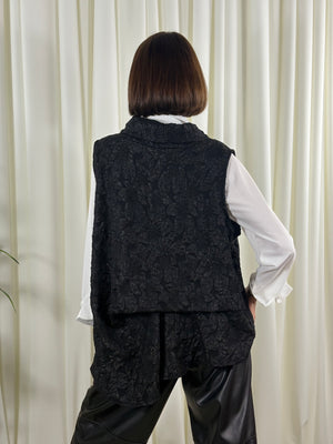 Whisper cowl neck waterfall top in black