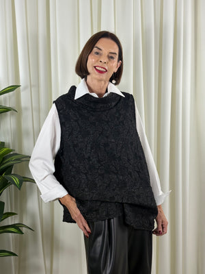 Whisper cowl neck waterfall top in black