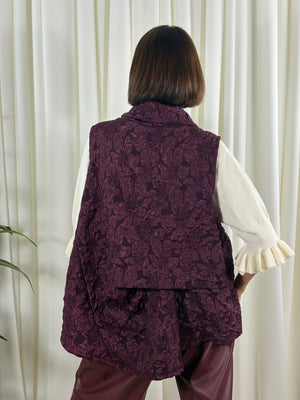 Whisper cowl neck waterfall top in mulberry