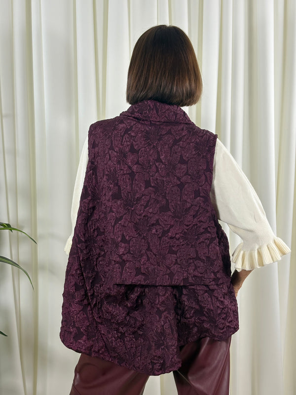 Whisper cowl neck waterfall top in mulberry