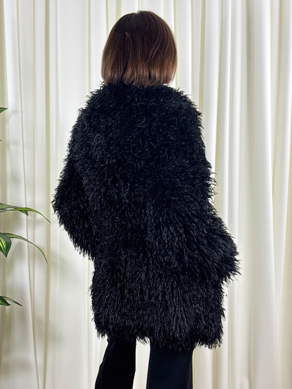 Twilight faux fur jacket in black