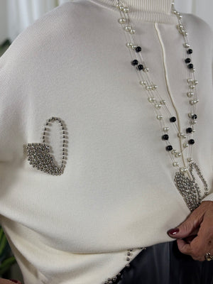 Venice embellished knitwear in cream