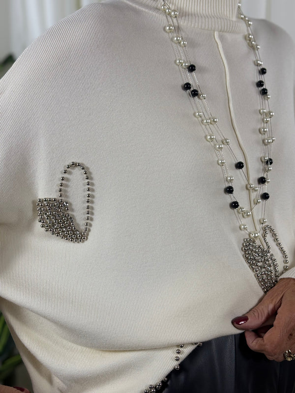 Venice embellished knitwear in cream