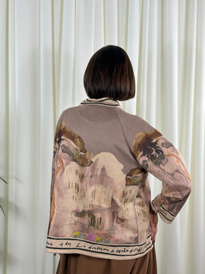 Arizona asymmetric waterfall jacket in sand