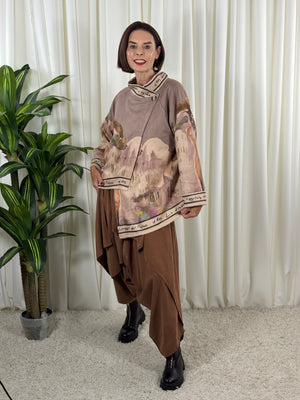 Arizona asymmetric waterfall jacket in sand