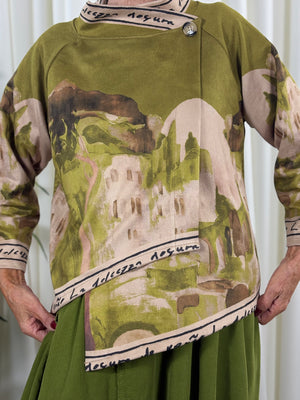 Arizona asymmetric waterfall jacket in pistachio
