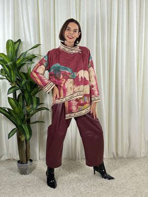 Arizona asymmetric waterfall jacket in mulberry