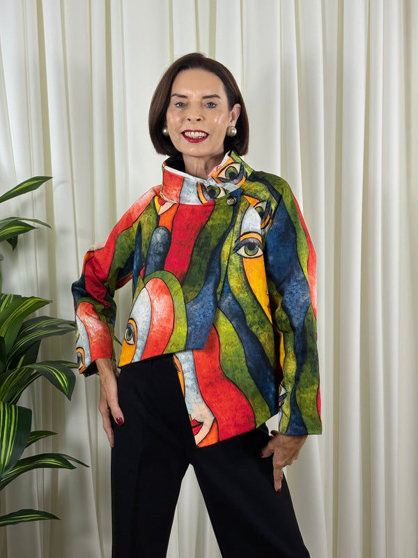 Barcelona asymmetric jacket in red