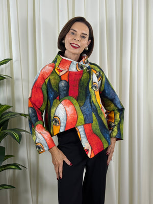 Barcelona asymmetric jacket in red