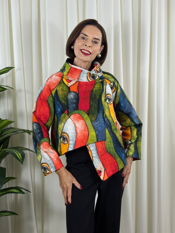 Barcelona asymmetric jacket in red