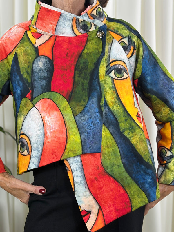 Barcelona asymmetric jacket in red
