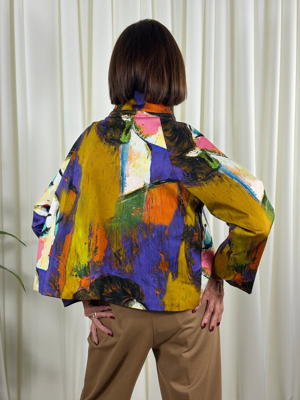 Barcelona asymmetric jacket in mustard