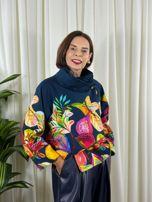 Barcelona asymmetric jacket in navy