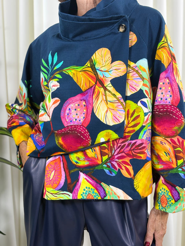 Barcelona asymmetric jacket in navy