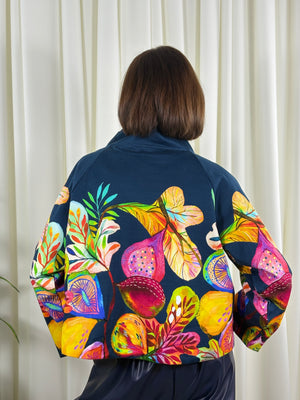 Barcelona asymmetric jacket in navy