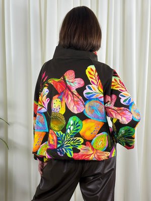 Barcelona asymmetric jacket in chocolate