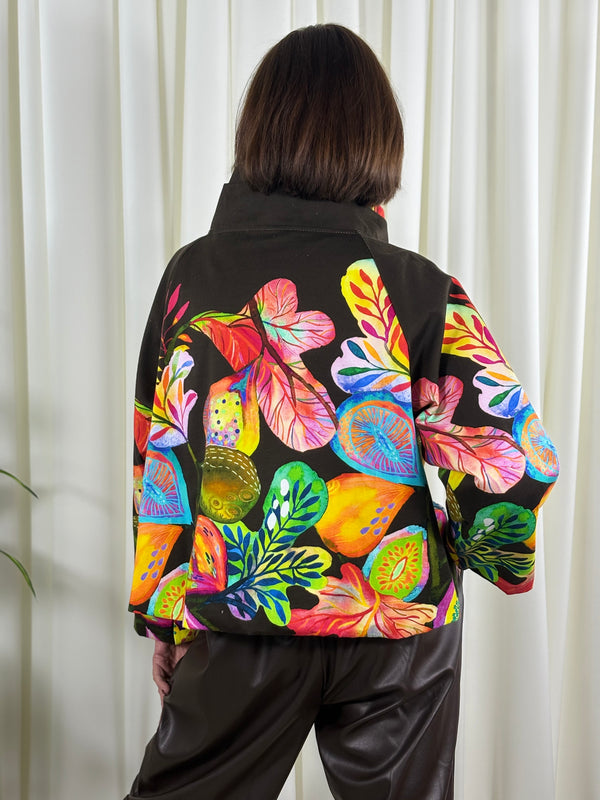 Barcelona asymmetric jacket in chocolate