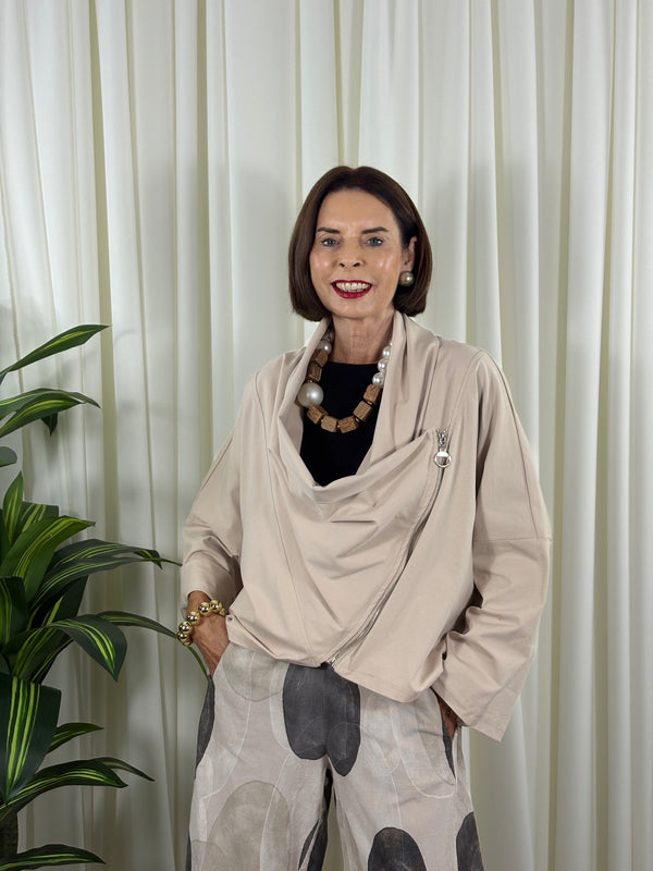 Elena waterfall jacket in beige