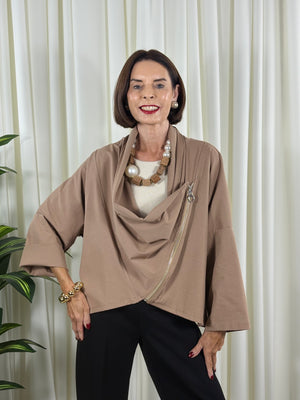 Elena waterfall jacket in tan