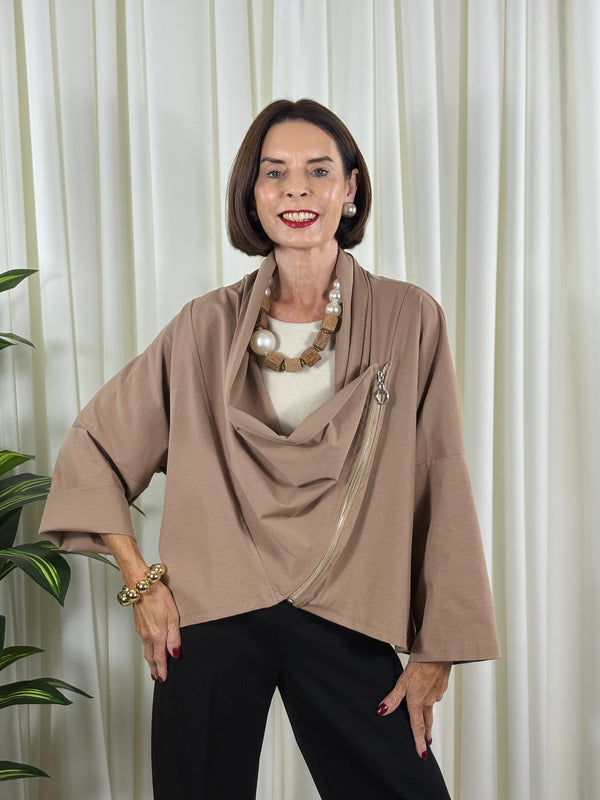Elena waterfall jacket in tan