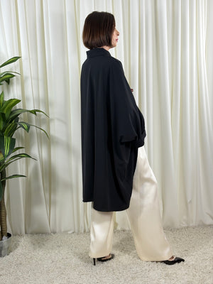 Serene three quarter watrfall jacket in black - Pre Order Arrival date 2nd October