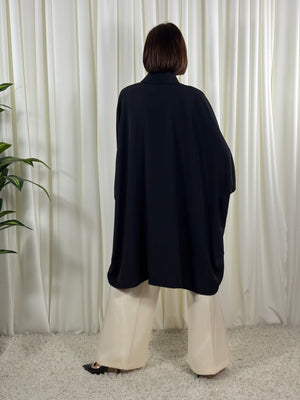 Serene three quarter watrfall jacket in black - Pre Order Arrival date 2nd October