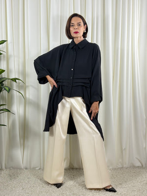 Serene three quarter watrfall jacket in black - Pre Order Arrival date 2nd October