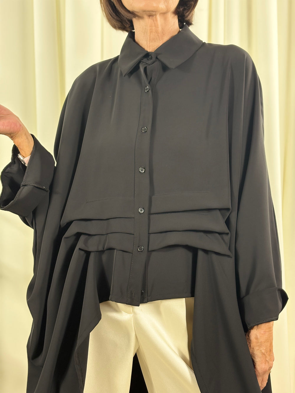 Serene three quarter watrfall jacket in black - Pre Order Arrival date 2nd October