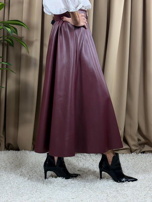 Melody PU skirt in mulberry