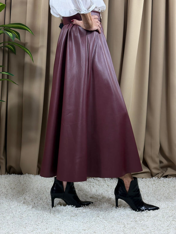 Melody PU skirt in mulberry