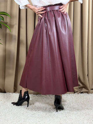 Melody PU skirt in mulberry