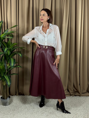 Melody PU skirt in mulberry
