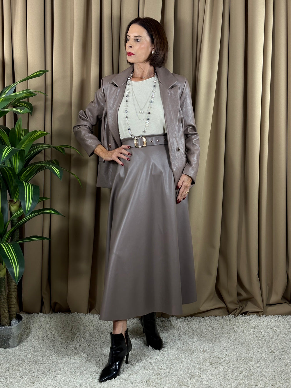 Melody PU skirt in mocha