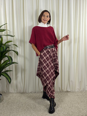 Alexandra Drop hem trousers in cranberry
