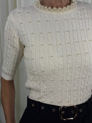 Victoria pearls top in cream