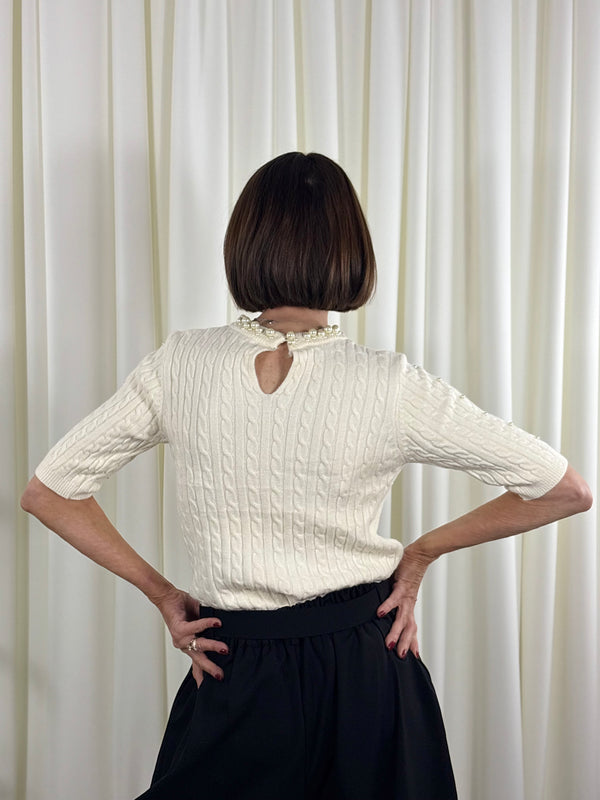 Victoria pearls top in cream