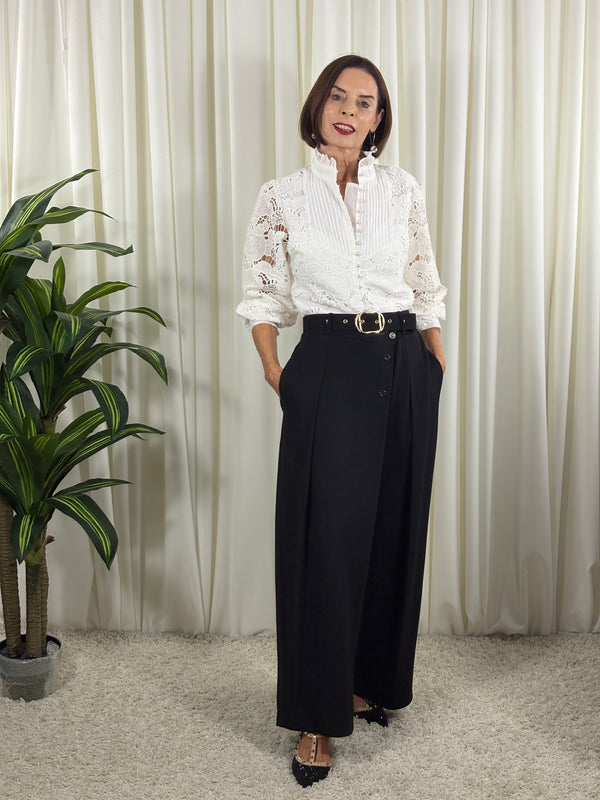 Victoria pleated trousers in Black - Pre Order Arrival date 2nd October