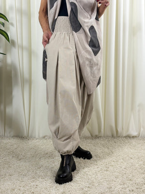 Sofia pin cord balloon trousers in stone