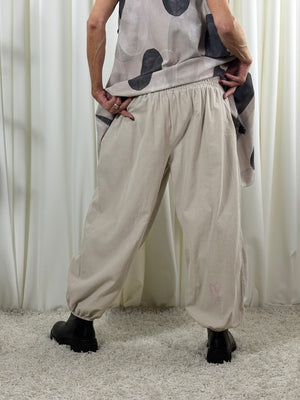 Sofia pin cord balloon trousers in stone