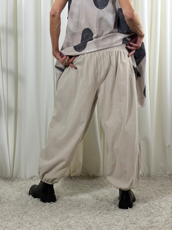 Sofia pin cord balloon trousers in stone