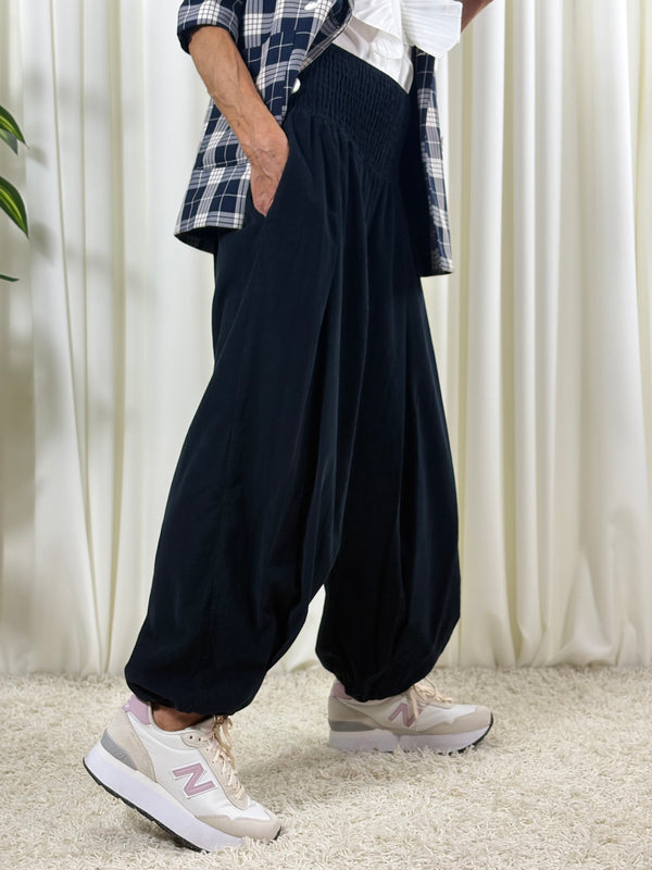 Sofia pin cord balloon trousers in navy