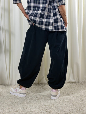 Sofia pin cord balloon trousers in navy
