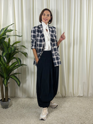 Sofia pin cord balloon trousers in navy