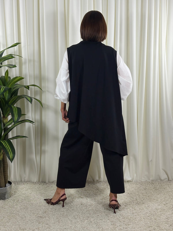 isadora asymmetric waterfall waistcoat in black