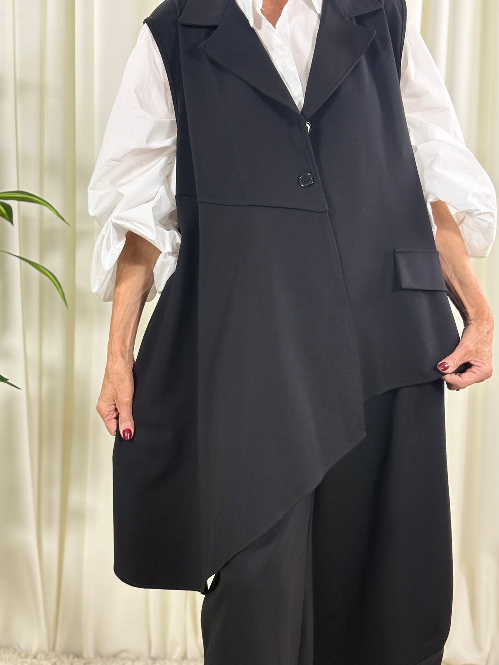 isadora asymmetric waterfall waistcoat in black